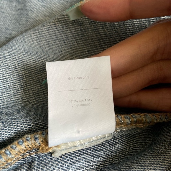 Oak + Fort Vest Denim Jean Oversized Distressed One Size OS - Picture 7 of 10